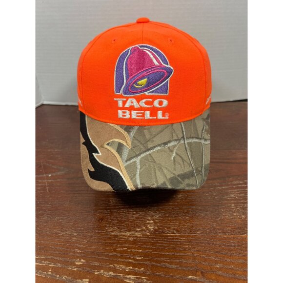 Vintage Taco Bell Orange With Camo Bill Adjustable Hat X3 - Picture 1 of 6